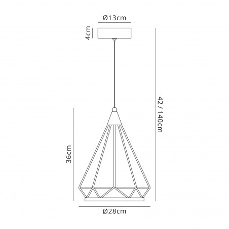 Iris Small Diamond Pendant, 1 x 8W LED, 3700K, Matt Grey, 3yrs Warranty DELight - 2