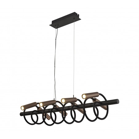 Stella Linear Pendant, 8 Light Adjustable Arms, 8 x 4W LED Dimmable, 3000K, 2000lm, Black/Satin Copper, 3yrs Warranty DELight - 
