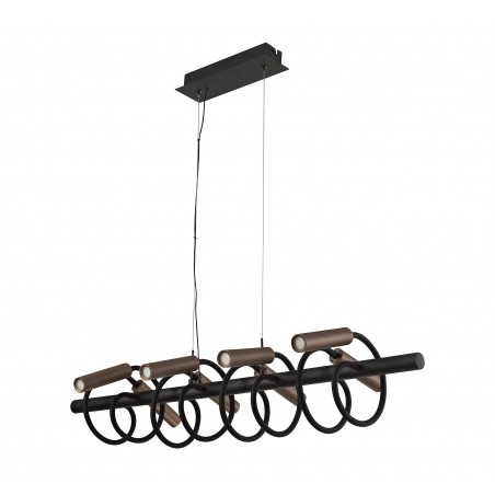 Stella Linear Pendant, 8 Light Adjustable Arms, 8 x 4W LED Dimmable, 3000K, 2000lm, Black/Satin Copper, 3yrs Warranty DELight - 