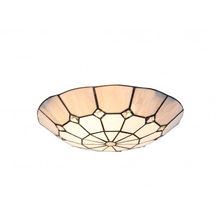 Dorado 1 Light Pendant E27 With 35cm Tiffany Shade, Cazure/Grey/Crystal Centre/Satin Nickel Brass Trim/Satin Nickel DELight - 5