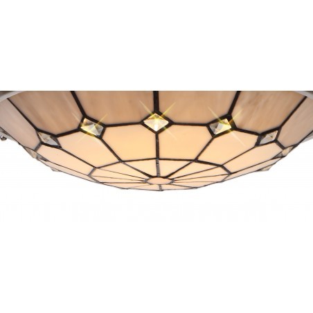 Dorado 1 Light Pendant E27 With 35cm Tiffany Shade, Cazure/Grey/Crystal Centre/Satin Nickel Brass Trim/Satin Nickel DELight - 6