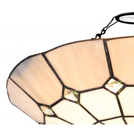 Dorado 1 Light Pendant E27 With 35cm Tiffany Shade, Cazure/Grey/Crystal Centre/Satin Nickel Brass Trim/Satin Nickel DELight - 10