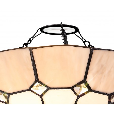 Dorado 1 Light Pendant E27 With 35cm Tiffany Shade, Cazure/Grey/Crystal Centre/Satin Nickel Brass Trim/Satin Nickel DELight - 11