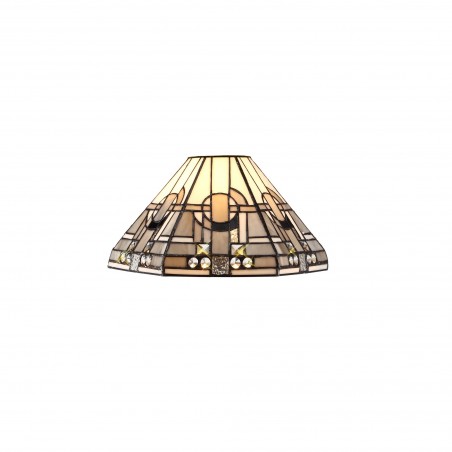 Larissa 1 Light Octagonal Table Lamp E27 With 30cm Tiffany Shade, White/Grey/Black/Clear Crystal/Aged Antique Brass DELight - 7
