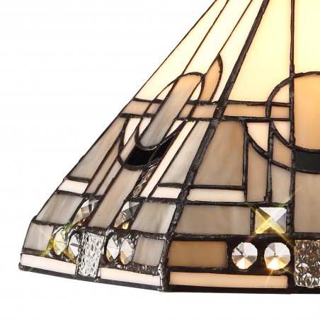 Larissa 2 Light E27 Semi Ceiling With Tiffany Shade 30cm Shade, White/Grey/Black/Clear Crystal/Aged Antique Brass DELight - 4