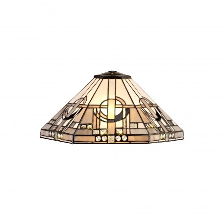 Larissa 2 Light Octagonal Table Lamp E27 With 40cm Tiffany Shade, White/Grey/Black/Clear Crystal/Aged Antique Brass DELight - 8