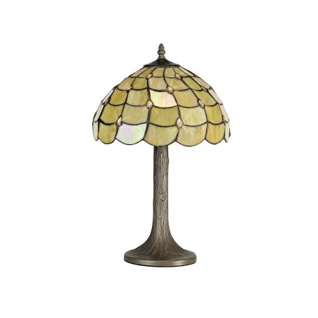 Bode 1 Light Tree Like Table Lamp E27 With 30cm Tiffany Shade, Beige/Clear Crystal/Aged Antique Brass DELight - 3