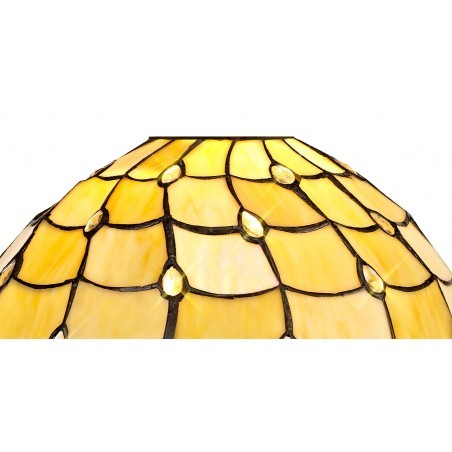 Bode 1 Light Octagonal Table Lamp E27 With 30cm Tiffany Shade, Beige/Clear Crystal/Aged Antique Brass DELight - 3