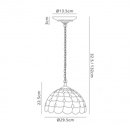 Bode 1 Light Downlighter Pendant E27 With 30cm Tiffany Shade, Beige/Clear Crystal/Aged Antique Brass DELight - 2