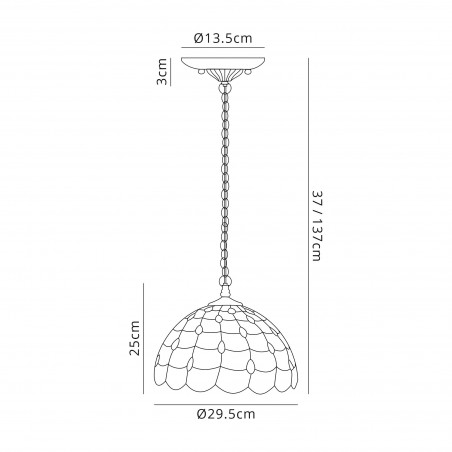 Bode 2 Light Downlighter Pendant E27 With 30cm Tiffany Shade, Beige/Clear Crystal/Aged Antique Brass DELight - 2