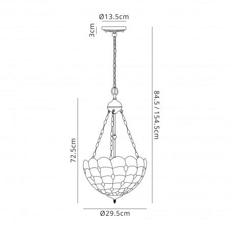 Bode 2 Light Uplighter Pendant E27 With 30cm Tiffany Shade, Beige/Clear Crystal/Aged Antique Brass DELight - 2