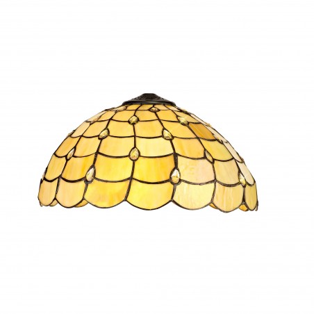 Bode 2 Light Octagonal Table Lamp E27 With 40cm Tiffany Shade, Beige/Clear Crystal/Aged Antique Brass DELight - 6