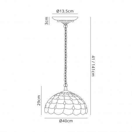 Bode 2 Light Downlighter Pendant E27 With 40cm Tiffany Shade, Beige/Clear Crystal/Aged Antique Brass DELight - 2