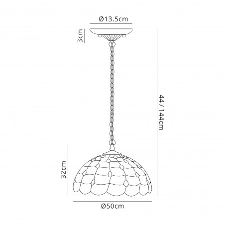 Bode 2 Light Downlighter Pendant E27 With 50cm Tiffany Shade, Beige/Clear Crystal/Aged Antique Brass DELight - 2