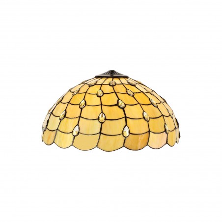 Bode 2 Light Downlighter Pendant E27 With 50cm Tiffany Shade, Beige/Clear Crystal/Aged Antique Brass DELight - 6