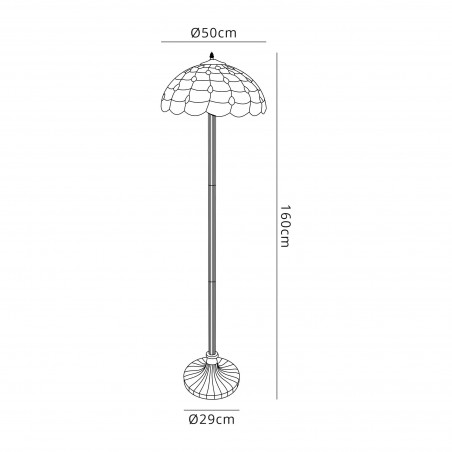 Bode 2 Light Stepped Design Floor Lamp E27 With 50cm Tiffany Shade, Beige/Clear Crystal/Aged Antique Brass DELight - 2