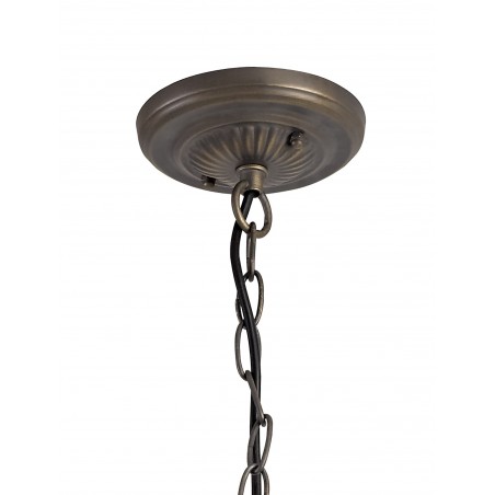 Athos 3 Light Downlighter Pendant E27 With 30cm Tiffany Shade, Blue/Orange/Crystal/Aged Antique Brass DELight - 7
