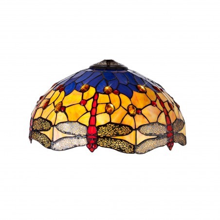 Athos 2 Light Leaf Design Floor Lamp E27 With 40cm Tiffany Shade, Blue/Orange/Crystal/Aged Antique Brass DELight - 6