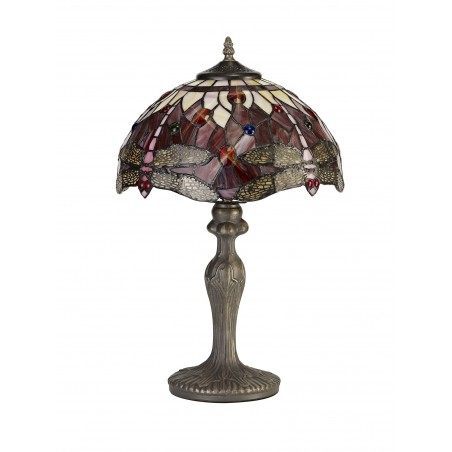 Athos 1 Light Downlighter Pendant E27 With 30cm Tiffany Shade, Purple/Pink/Crystal/Aged Antique Brass DELight - 3