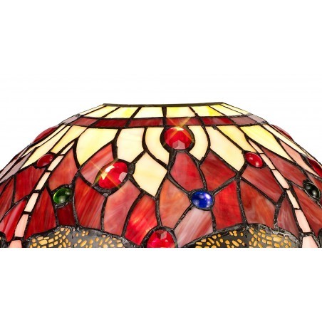 Athos 2 Light Semi Ceiling E27 With 30cm Tiffany Shade, Purple/Pink/Crystal/Aged Antique Brass DELight - 3