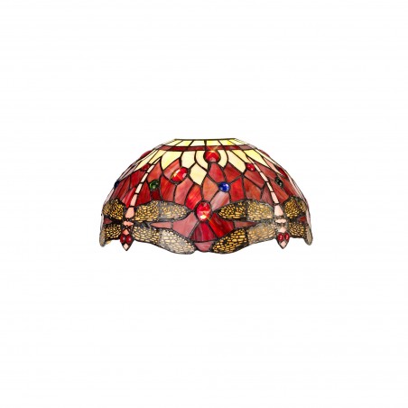 Athos 2 Light Semi Ceiling E27 With 30cm Tiffany Shade, Purple/Pink/Crystal/Aged Antique Brass DELight - 6