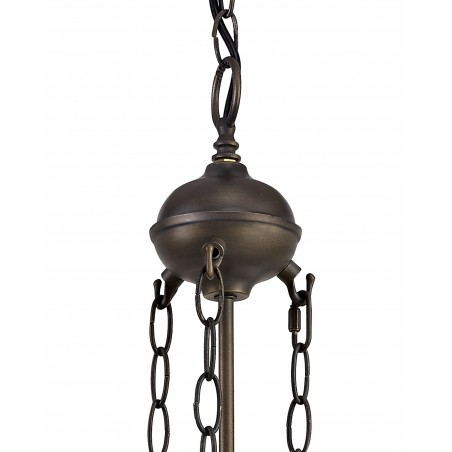 Athos 2 Light Uplighter Pendant E27 With 30cm Tiffany Shade, Purple/Pink/Crystal/Aged Antique Brass DELight - 8