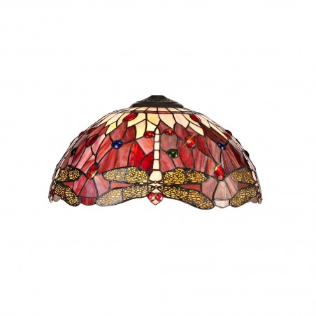 Athos 1 Light Downlighter Pendant E27 With 40cm Tiffany Shade, Purple/Pink/Crystal/Aged Antique Brass DELight - 7