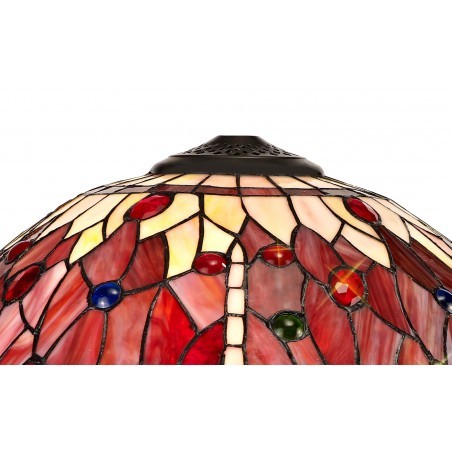 Athos 3 Light Semi Ceiling E27 With 40cm Tiffany Shade, Purple/Pink/Crystal/Aged Antique Brass DELight - 3