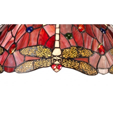 Athos 3 Light Semi Ceiling E27 With 40cm Tiffany Shade, Purple/Pink/Crystal/Aged Antique Brass DELight - 4