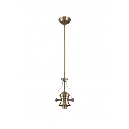 Cane 1 Light Pendant E27 With 30cm Smooth Bell Glass Shade, Antique Brass/Clear DELight - 9