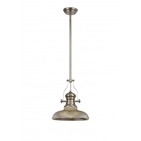 Cane 1 Light Pendant E27 With 30cm Round Glass Shade, Polished Nickel/Smoked DELight - 1