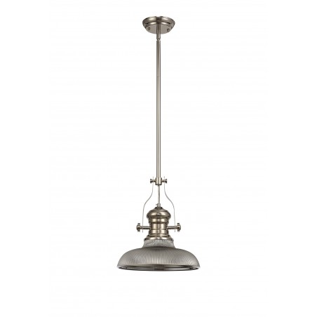 Cane 1 Light Pendant E27 With 30cm Round Glass Shade, Polished Nickel/Smoked DELight - 3