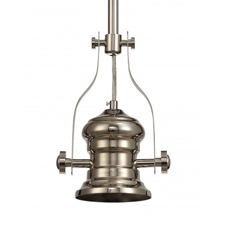 Cane 1 Light Pendant E27 With 30cm Round Glass Shade, Polished Nickel/Smoked DELight - 9