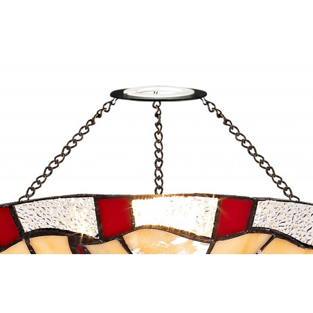 Pollux 1 Light Pendant E27 With 35cm Tiffany Shade, Red/Cazure/Clear Crystal/Black DELight - 15