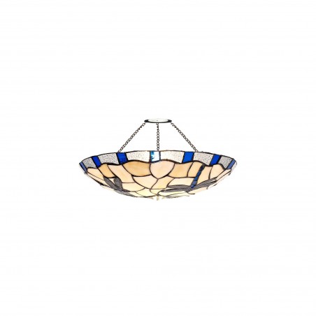 Pollux 1 Light Pendant E27 With 35cm Tiffany Shade, Blue/Cazure/Clear Crystal/Black DELight - 18