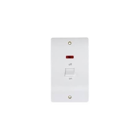 MK K5215WHI 50A 2 Gang White Double Pole Switch with Neon