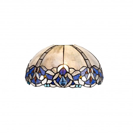 Chandra 2 Light Uplighter Pendant E27 With 30cm Tiffany Shade, Blue/Clear Crystal/Aged Antique Brass DELight - 12