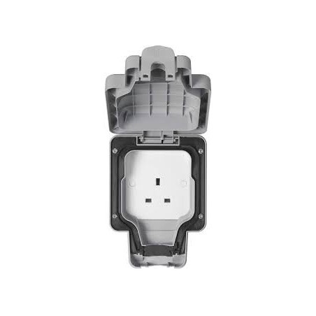 MK K56480GRY 13A 1 Gang Unswitched Masterseal Socket IP66 Grey