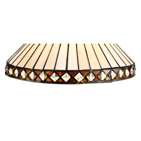 Eden 1 Light Curved Table Lamp E27 With 30cm Tiffany Shade, Amber/Cazure/Crystal/Aged Antique Brass DELight - 10