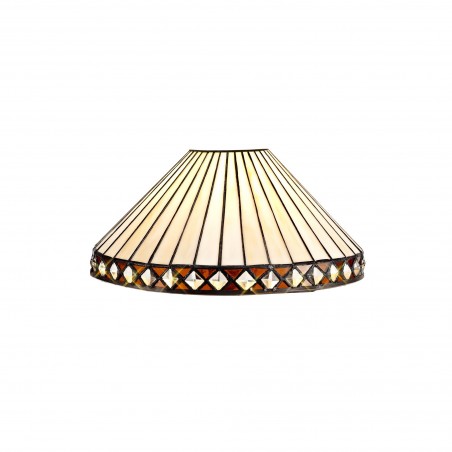 Eden 1 Light Curved Table Lamp E27 With 30cm Tiffany Shade, Amber/Cazure/Crystal/Aged Antique Brass DELight - 12