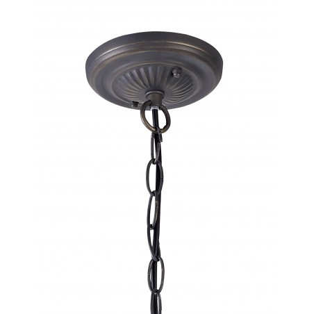 Eden 2 Light Downlighter Pendant E27 With 30cm Tiffany Shade, Amber/Cazure/Crystal/Aged Antique Brass DELight - 3