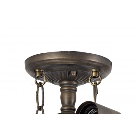 Eden 2 Light Semi Ceiling E27 With 30cm Tiffany Shade, Amber/Cazure/Crystal/Aged Antique Brass DELight - 3