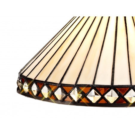 Eden 2 Light Semi Ceiling E27 With 30cm Tiffany Shade, Amber/Cazure/Crystal/Aged Antique Brass DELight - 9
