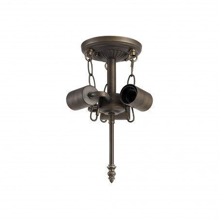 Eden 3 Light Semi Ceiling E27 With 30cm Tiffany Shade, Amber/Cazure/Crystal/Aged Antique Brass DELight - 6