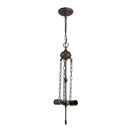 Eden 2 Light Uplighter Pendant E27 With 30cm Tiffany Shade, Amber/Cazure/Crystal/Aged Antique Brass DELight - 8