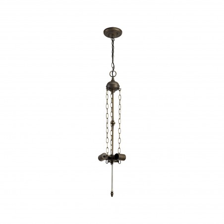 Eden 3 Light Uplighter Pendant E27 With 30cm Tiffany Shade, Amber/Cazure/Crystal/Aged Antique Brass DELight - 8
