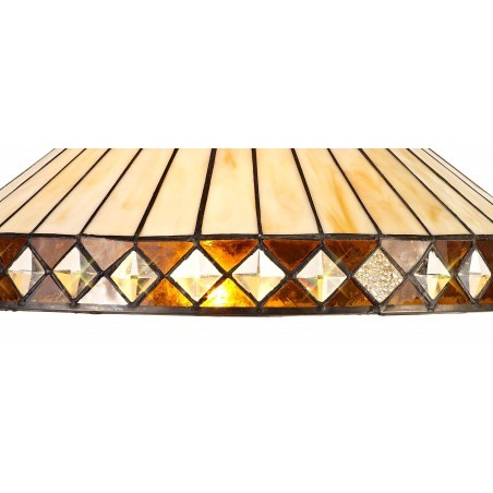 Eden 2 Light Downlighter Pendant E27 With 40cm Tiffany Shade, Amber/Cazure/Crystal/Aged Antique Brass DELight - 8