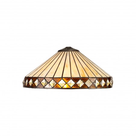 Eden 2 Light Downlighter Pendant E27 With 40cm Tiffany Shade, Amber/Cazure/Crystal/Aged Antique Brass DELight - 10