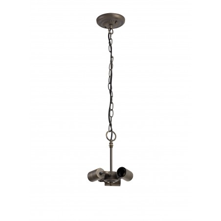 Eden 3 Light Downlighter Pendant E27 With 40cm Tiffany Shade, Amber/Cazure/Crystal/Aged Antique Brass DELight - 6