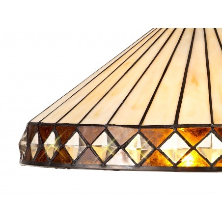 Eden 3 Light Semi Ceiling E27 With 40cm Tiffany Shade, Amber/Cazure/Crystal/Aged Antique Brass DELight - 9